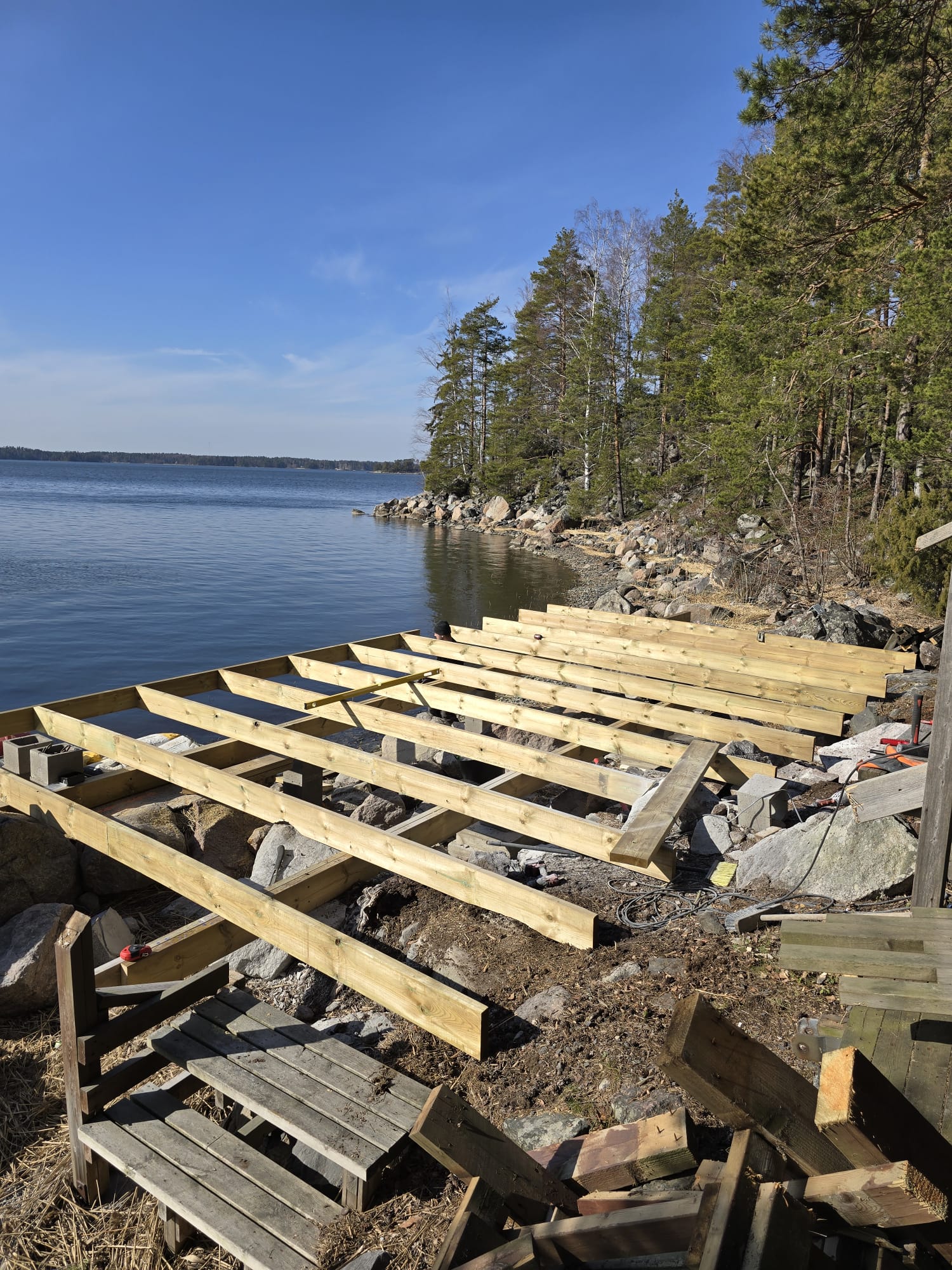 Huoltotyö rannassa